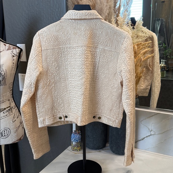 Anthropologie Cream Quilted Jean Jacket - Picture 6 of 8
